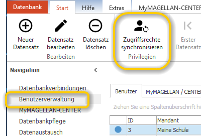 MAGELLAN ADMINISTRATOR > Benutzerverwaltung > Zugriffsrechte synchronisieren